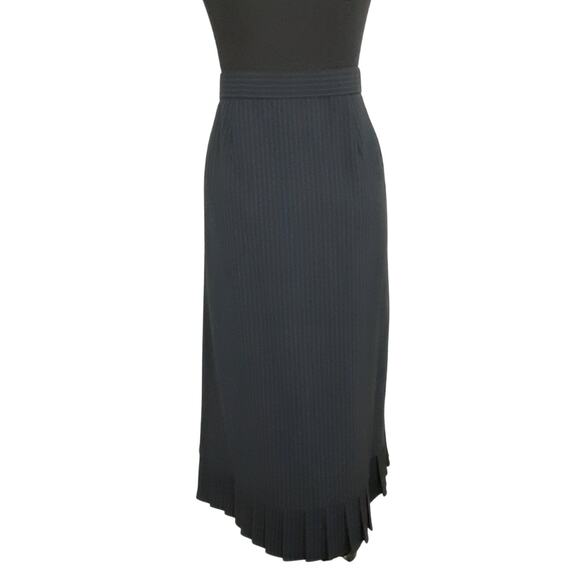 DonCaster Virgin Wool Suit Set Blue Pinstripe Blazer Straight Skirt Womens 12 - Picture 7 of 14